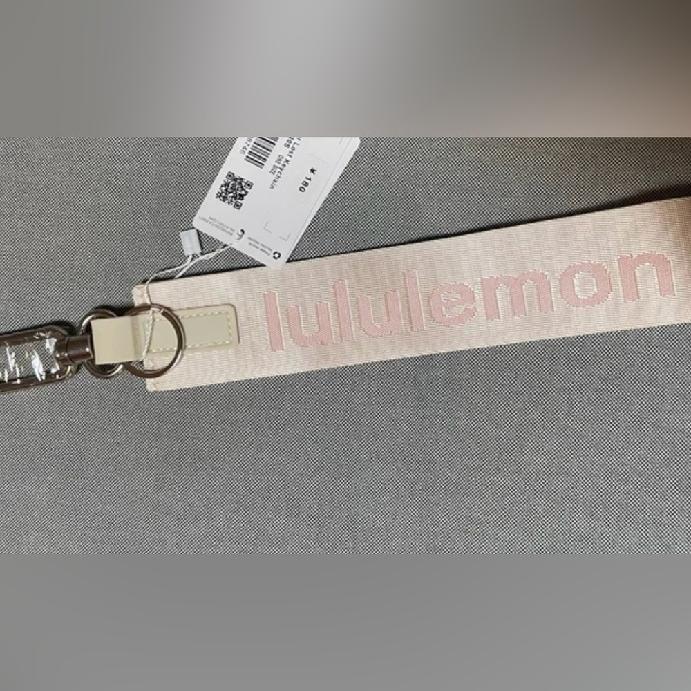 Lululemon Cream and Pink Keychain Strap